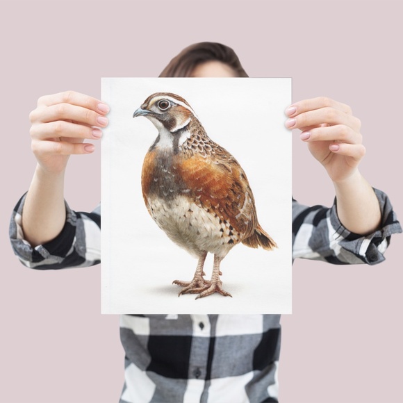 Watercolor Quail Wall Art Print, Unframed - Vibrant Nature-Inspired Home Decor - Picture 4 of 6